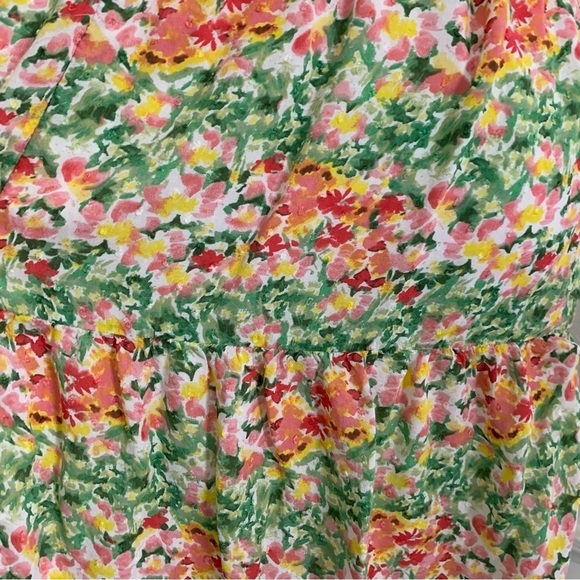 Loft Floral Tiered Peasant Swiss Dot Dress Women’s M Modal Sundress Watercolor - Picture 6 of 17